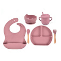 Tasse à dîner bavoir cadeau d&#39;alimentation fourchette de sevrage cuillère silicone enfants aspiration bébé assiette et bol ensemble